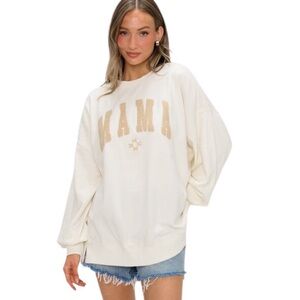 Show Me Your MuMu Cream Steve Sweatshirt Tan MAMA Lettering Size XS EUC